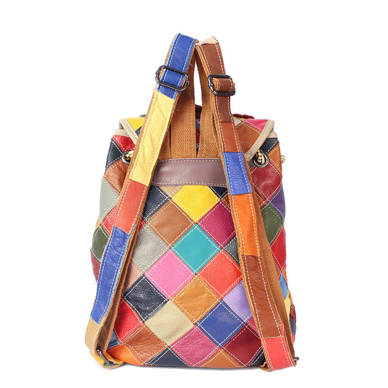 Vogue Female Floral Color Matching Fashion Backpack