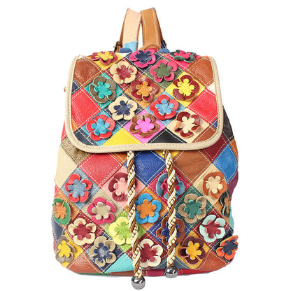Vogue Female Floral Color Matching Fashion Backpack