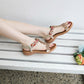 Bohemian Rhinestone Comfortable Round Toe Beach Vacation Sandals