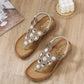 Bohemian Rhinestone Comfortable Round Toe Beach Vacation Sandals