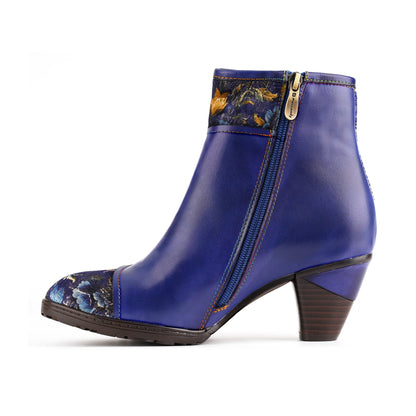 Metcandy Handmade Leather Bloom Ankle Boots
