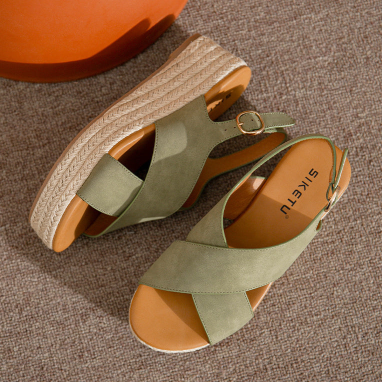 Crossed Comfort Platform Sandals