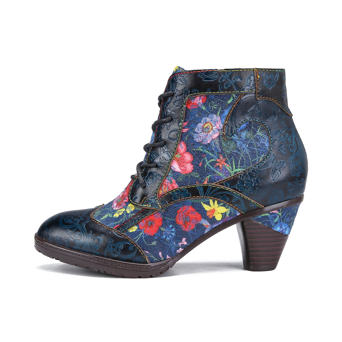 Floral Enchant Vintage Lace-Up Boots