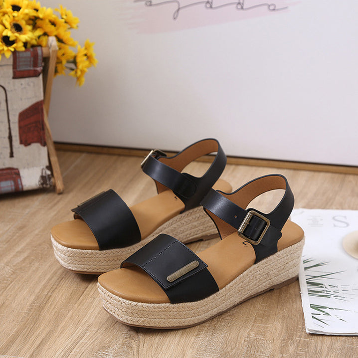 Retro Fish Mouth Comfort Wedge Sandals