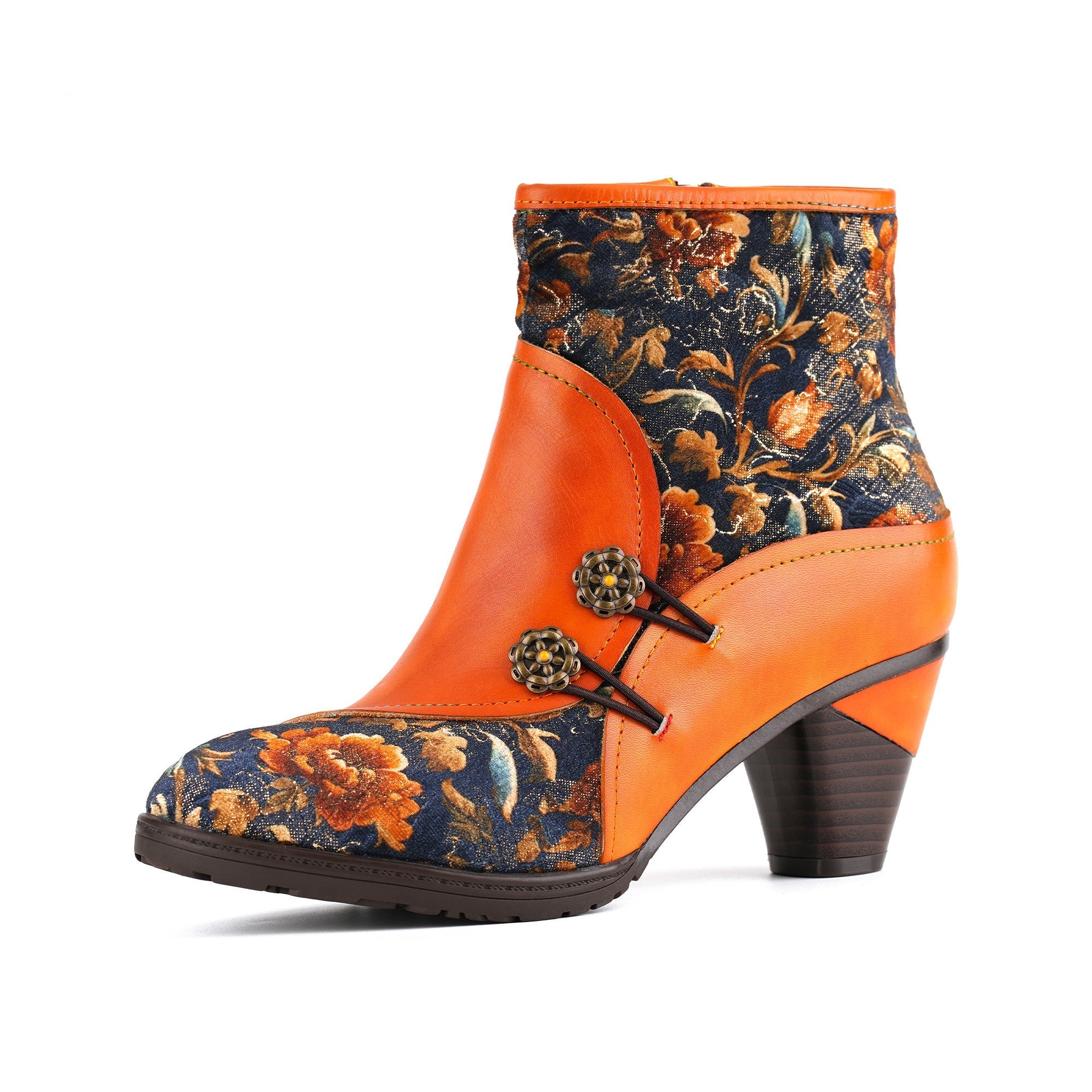 Metcandy Handmade Leather Bloom Ankle Boots