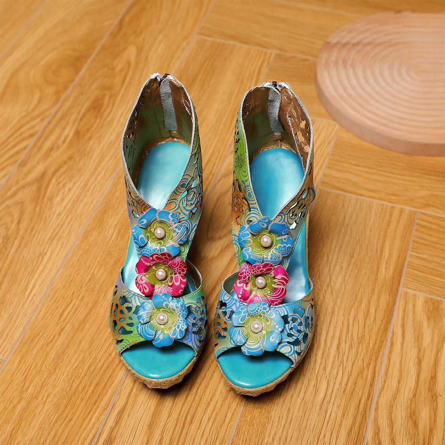 Printed Leather Handmade Sandals