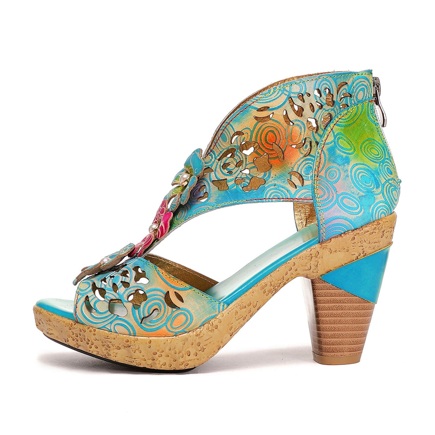 Printed Leather Handmade Sandals