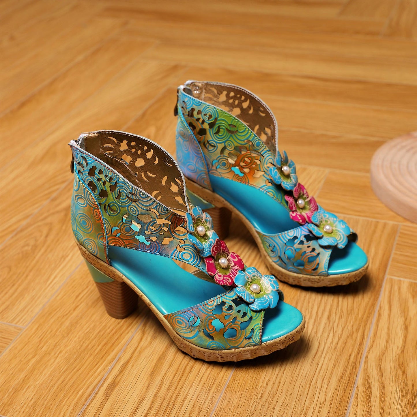 Printed Leather Handmade Sandals