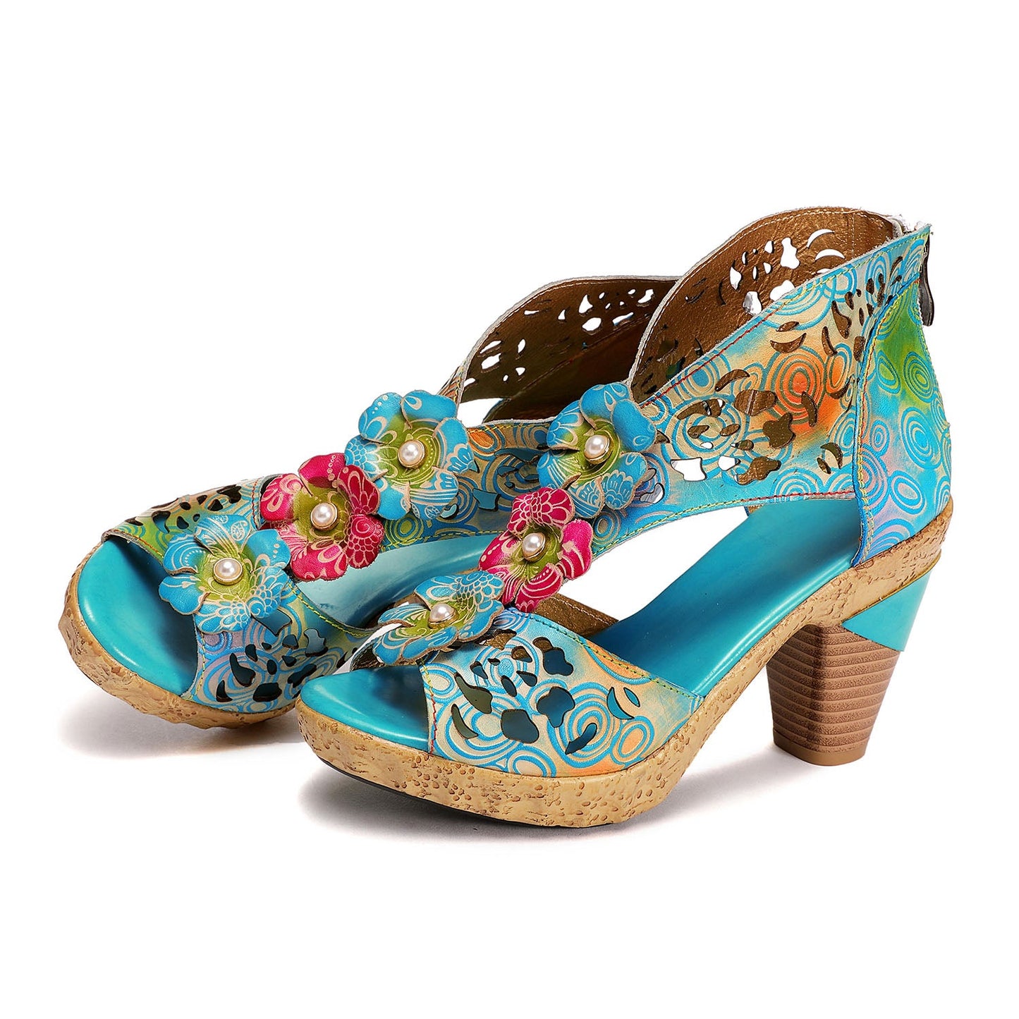 Printed Leather Handmade Sandals