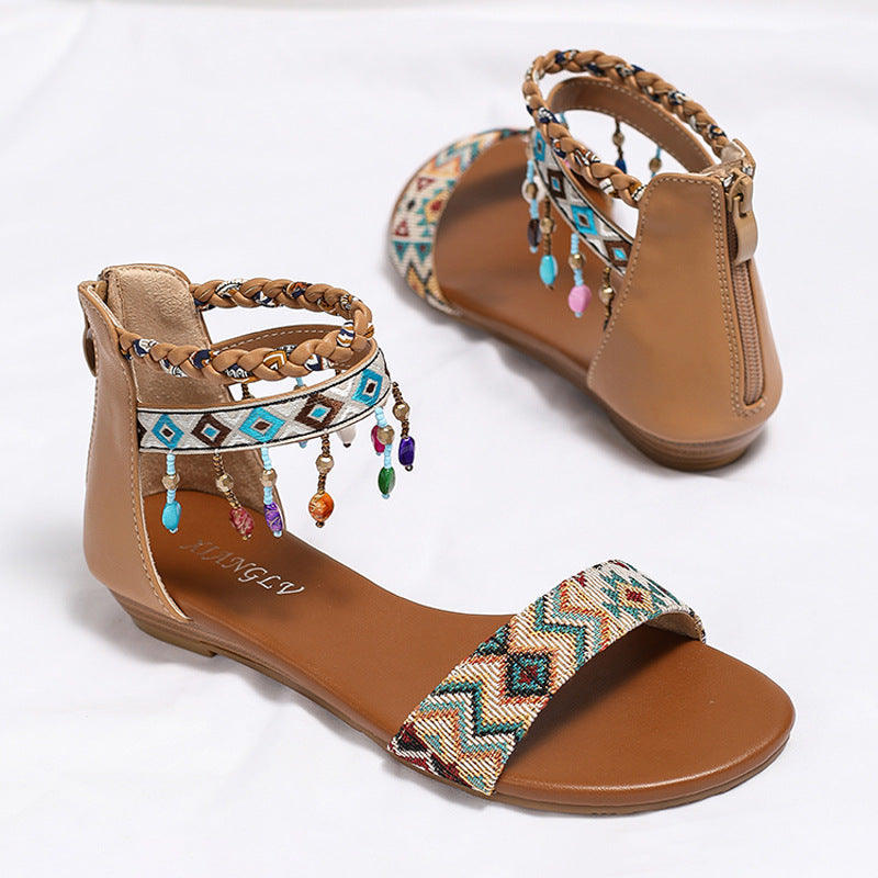 Summer Women's Bohemian Style Beaded Comfort Vacation Sandals