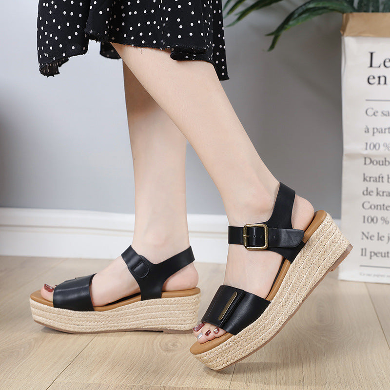 Retro Fish Mouth Comfort Wedge Sandals