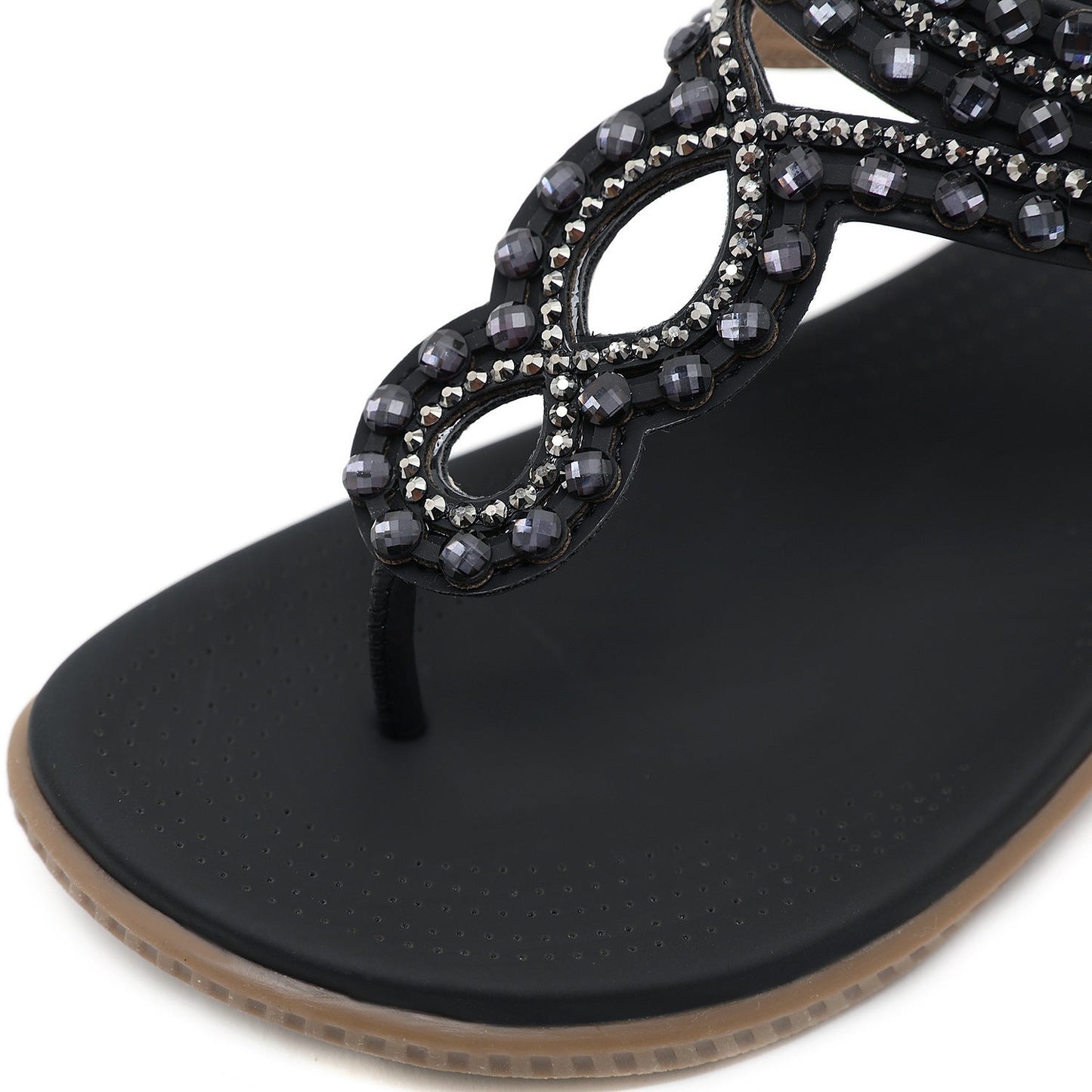 Bohemian Rhinestone Comfortable Vacation Flat Sandals