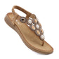 Bohemian Rhinestone Comfortable Round Toe Beach Vacation Sandals