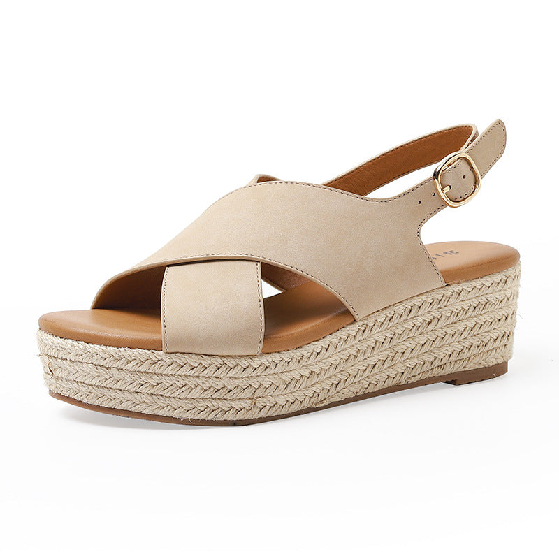 Crossed Comfort Platform Sandals