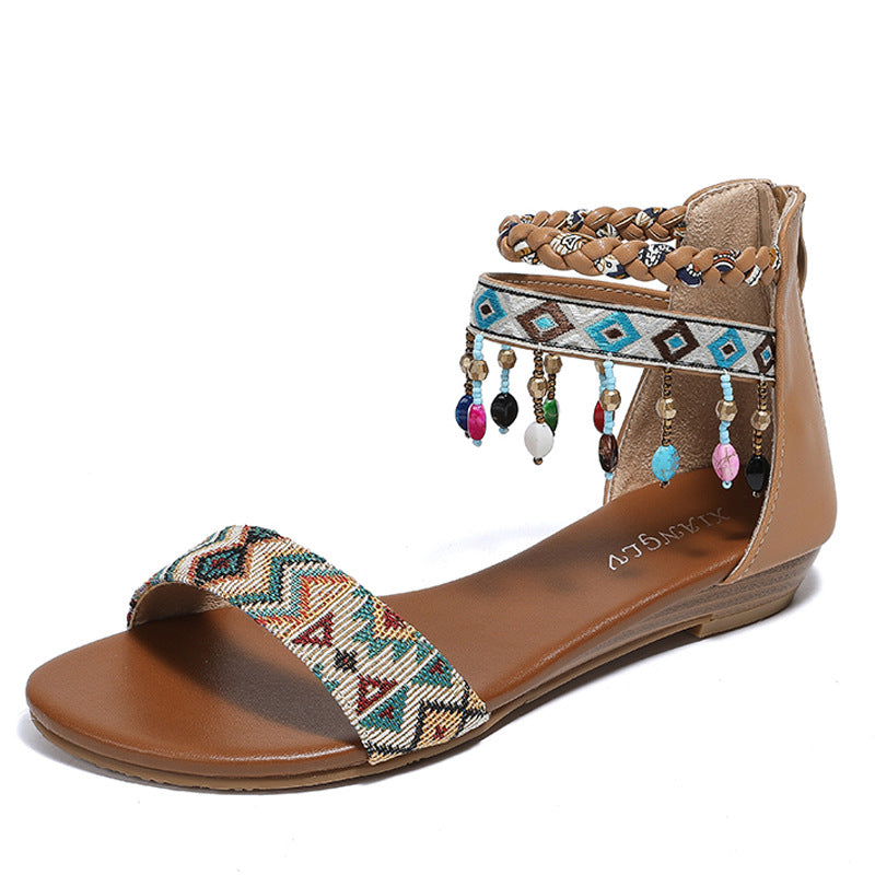 Summer Women's Bohemian Style Beaded Comfort Vacation Sandals