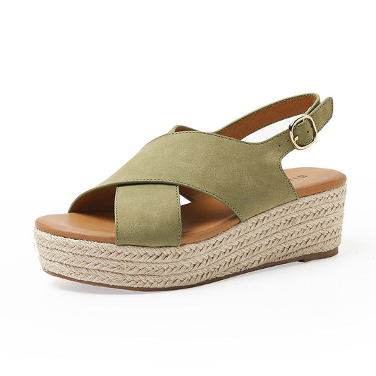 Crossed Comfort Platform Sandals