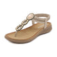 Bohemian Rhinestone Comfortable Round Toe Vacation Sandals