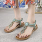 Bohemian Rhinestone Comfortable Round Toe Vacation Sandals