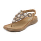 Bohemian Rhinestone Comfortable Round Toe Beach Vacation Sandals