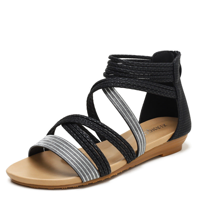 Bohemian Wedge Strap Flat Sandals