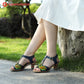 Retro Handmade Colored Stripe Heel Comfy Sandals