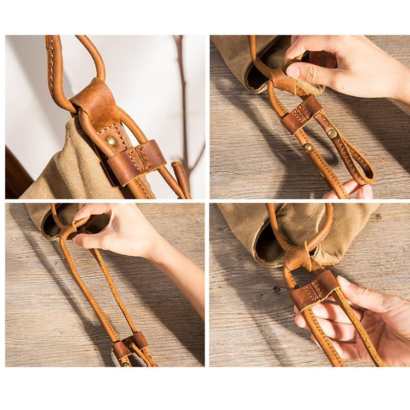 Women Canvas And Leather Crossbody Bag