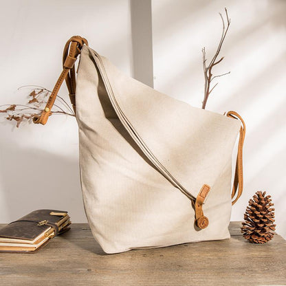 Women Canvas And Leather Crossbody Bag