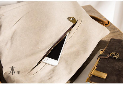 Women Canvas And Leather Crossbody Bag