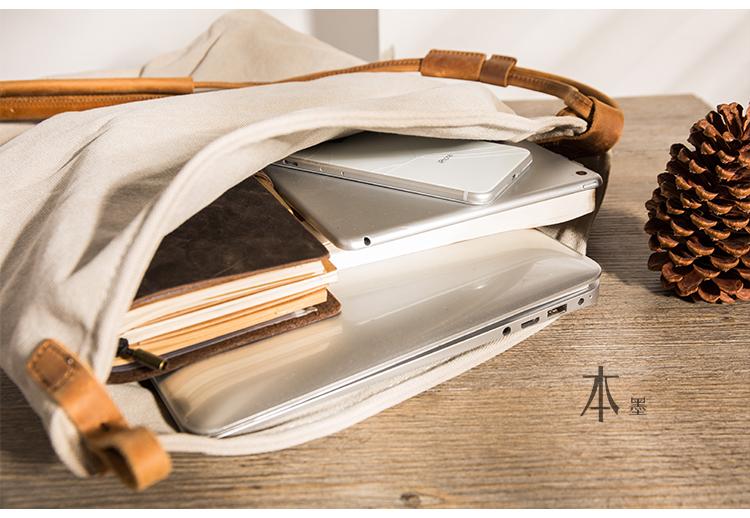 Women Canvas And Leather Crossbody Bag