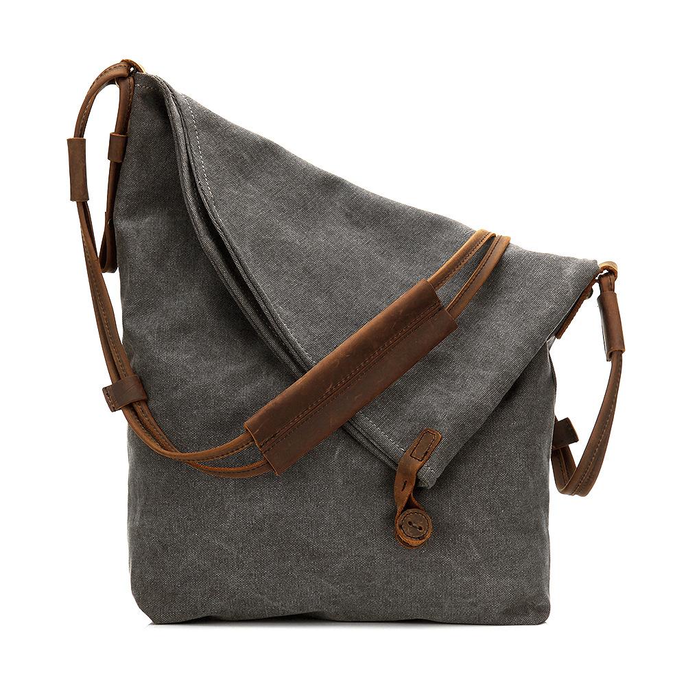 Women Canvas And Leather Crossbody Bag