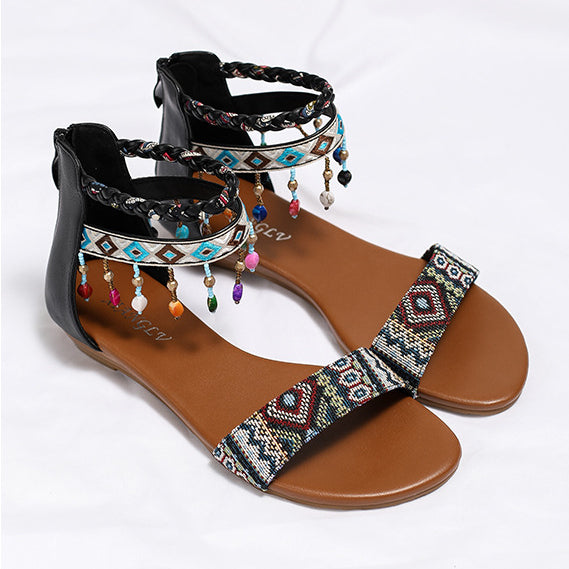 Summer Women's Bohemian Style Beaded Comfort Vacation Sandals