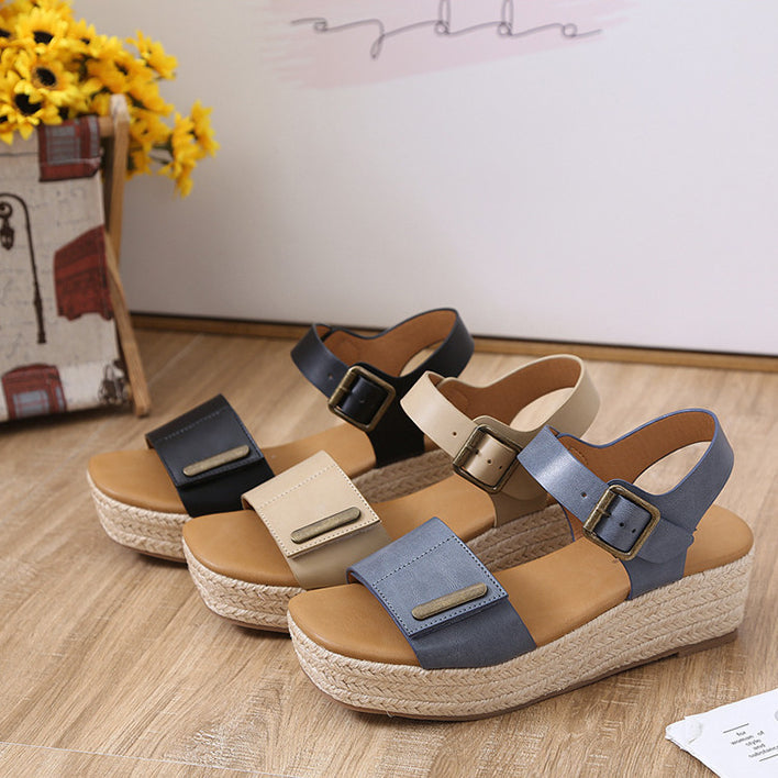 Retro Fish Mouth Comfort Wedge Sandals