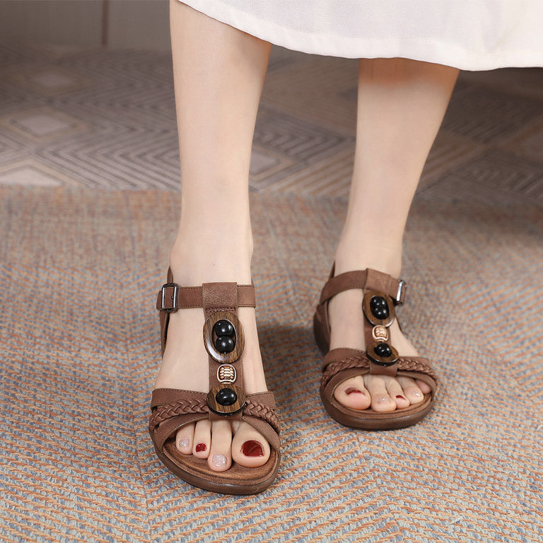 Fashion Retro Bead Stringing Comfortable Sandals