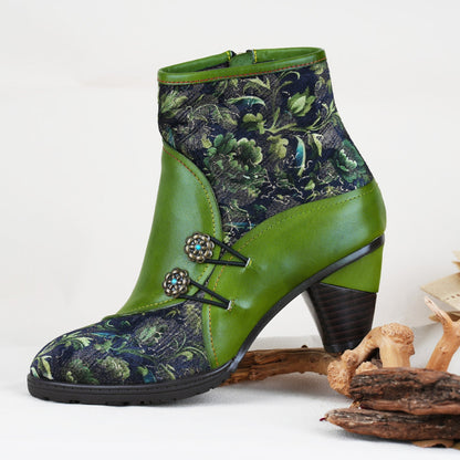 Metcandy Handmade Leather Bloom Ankle Boots