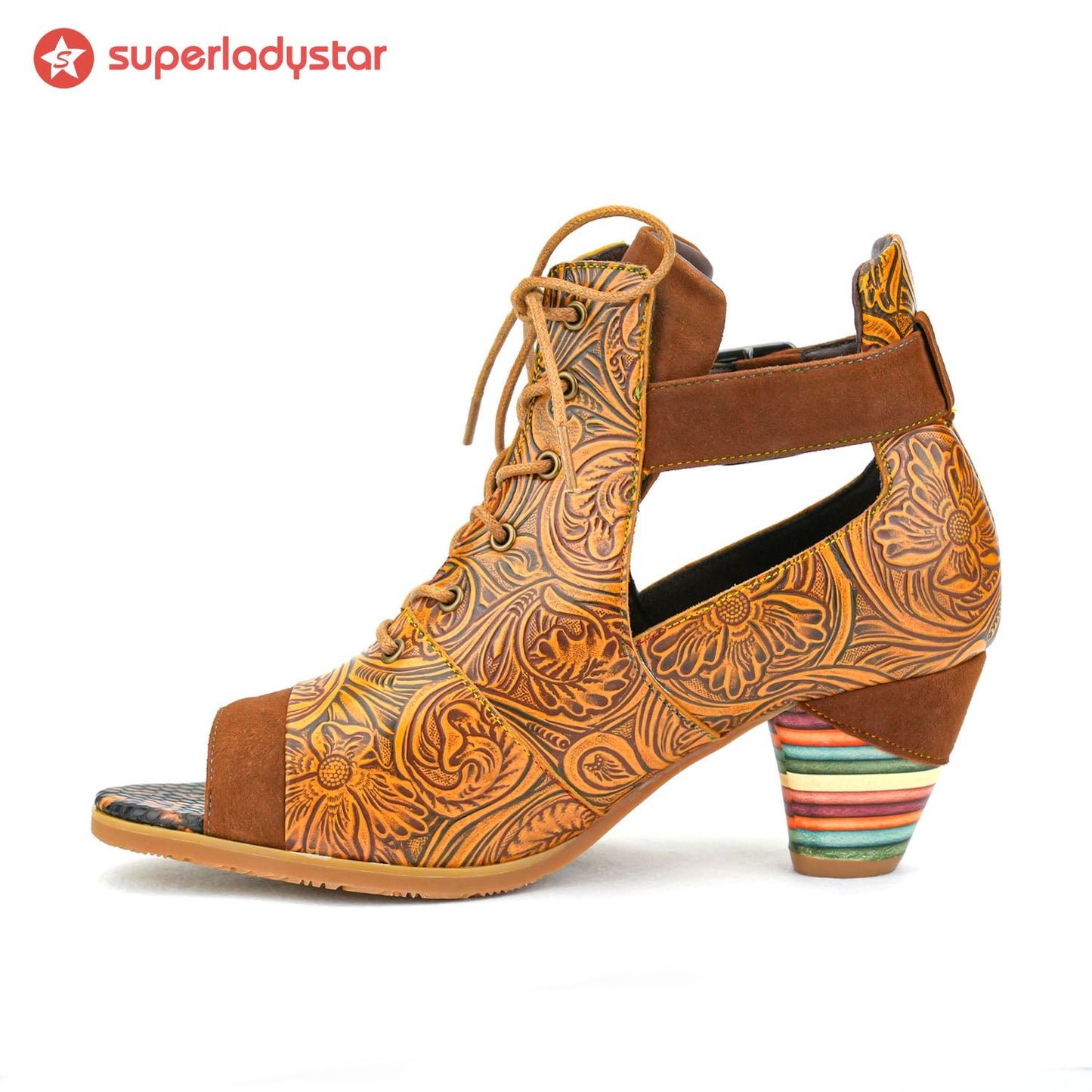 Hand-Painted Leather Stitched Cute Sandals