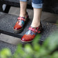 Handmade Leather Round Toe Printed Flat Shoes