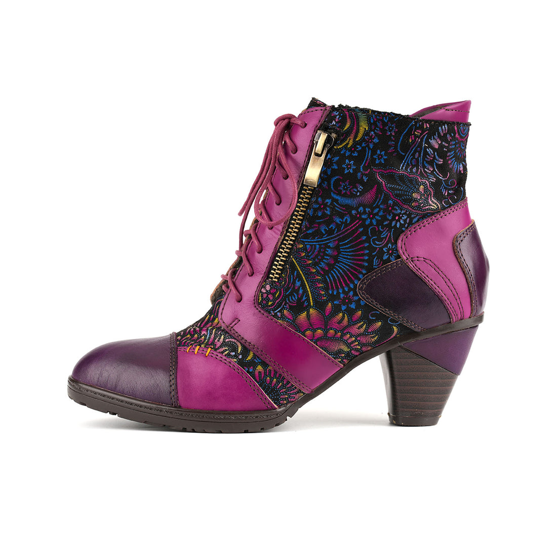 Artisan Bloom Vintage Handmade Colorblock Floral Boots