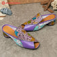 Peep-toe Colorful Leather Slippers