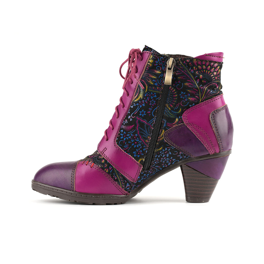 Artisan Bloom Vintage Handmade Colorblock Floral Boots