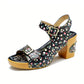 Retro Fashionable Handmade Leather Floral Sandals