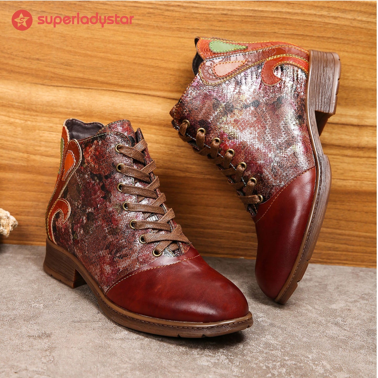 Handmade Leather Colorful Comfy Flat Ankle Boots