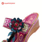 Retro Adjustable Floral Embossing Stitching Sandals