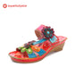 Retro Adjustable Floral Embossing Stitching Sandals