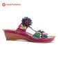 Retro Adjustable Floral Embossing Stitching Sandals