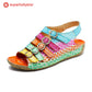 Colorful Floral Embossed Leather Sandals