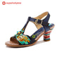 Retro Handmade Colored Stripe Heel Comfy Sandals