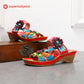 Retro Adjustable Floral Embossing Stitching Sandals