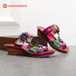 Retro Adjustable Floral Embossing Stitching Sandals