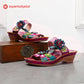 Retro Adjustable Floral Embossing Stitching Sandals