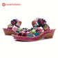 Retro Adjustable Floral Embossing Stitching Sandals